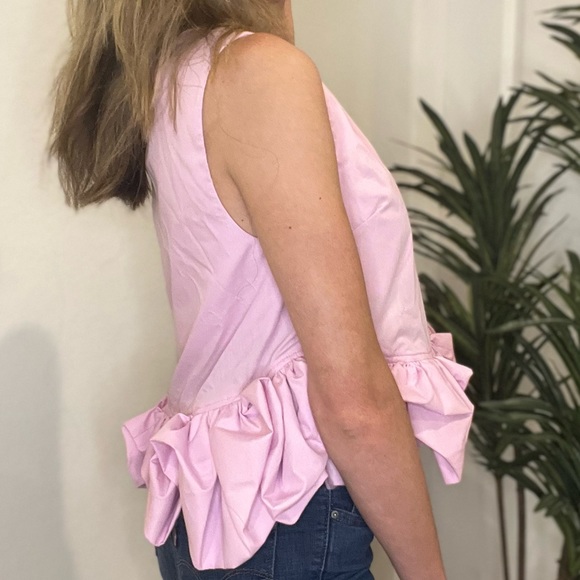 ENTRO | Pink Cropped Blouse with Ruffle Detail - Picture 4 of 14
